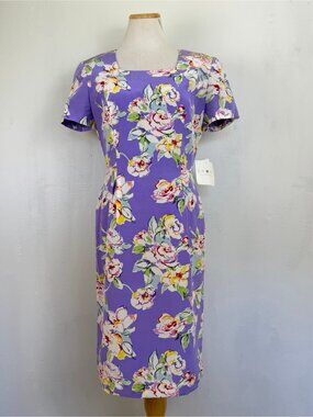 Shomi by Miller Shor Dress Size 8 NWT Purple Floral Print Silk Sheath